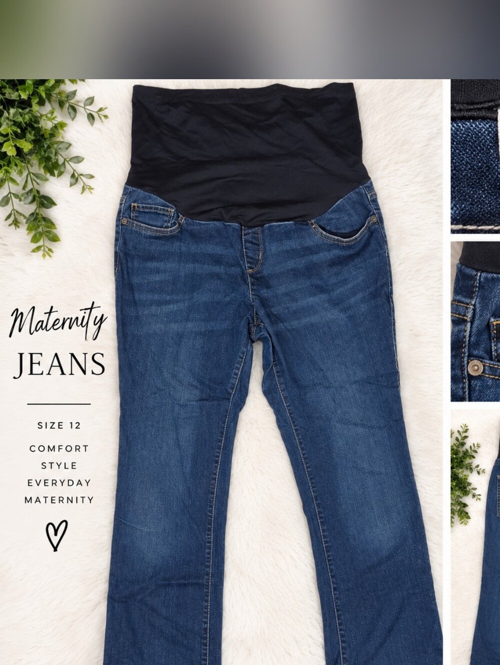 Maternity Flare Wide-Leg Jeans - Dark Blue